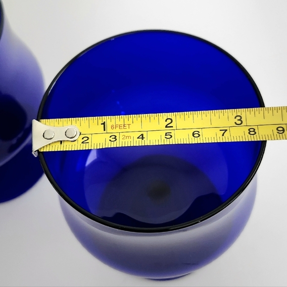 Set of 2  Vintage cobalt blue goblets, wine glasses, royal blue drinkware -12oz - Picture 8 of 9